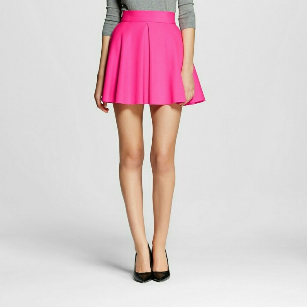 NWT Necessary Objects Hot Pink Scuba Skater Skirt